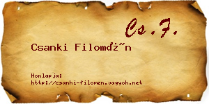 Csanki Filomén névjegykártya